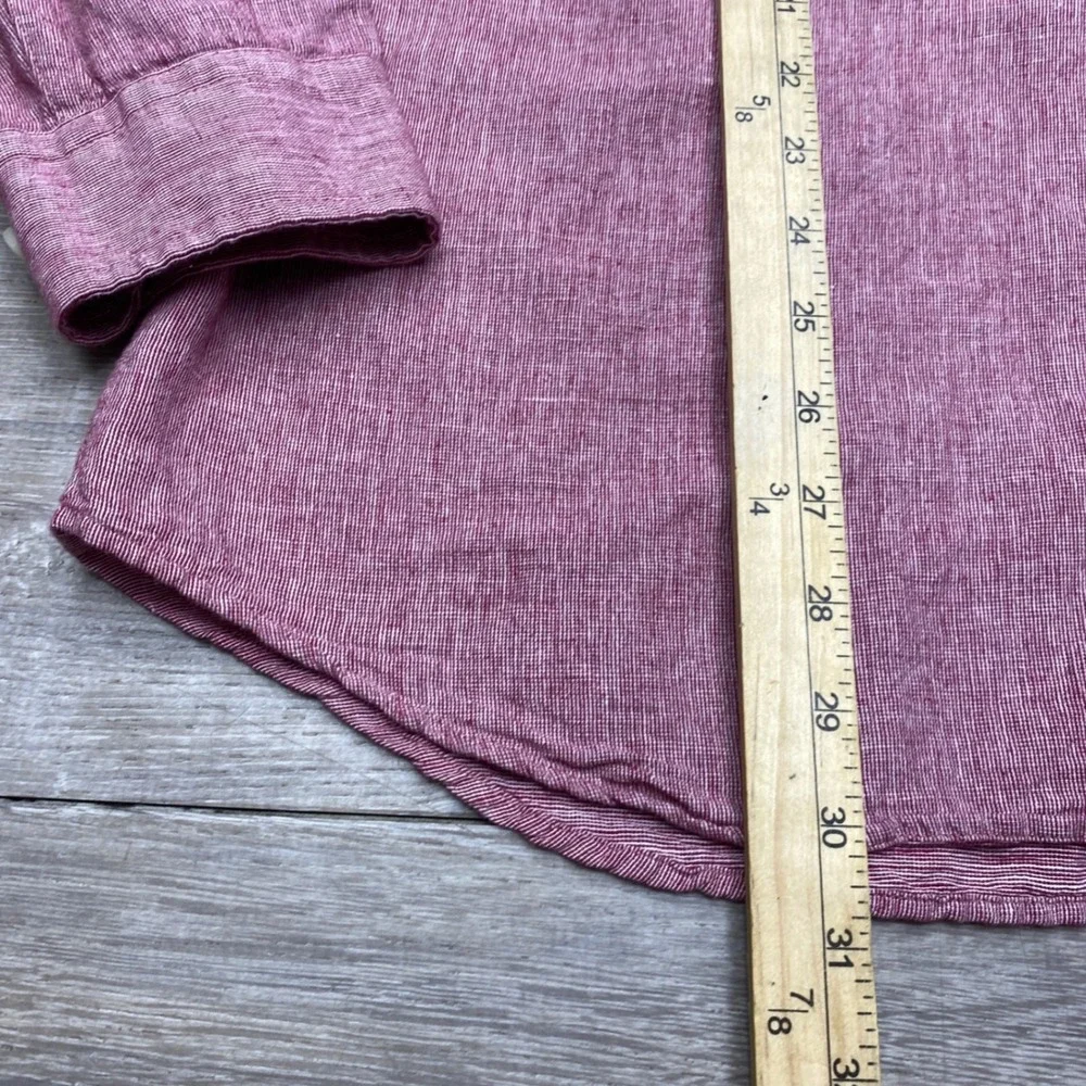 Banana Republic Linen Cotton Shirt Mens L Red Slim Fit Long Sleeve Casual Summer